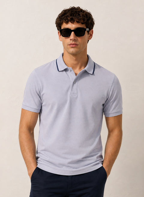 ADRO Mens Polo TShirt | Airtex Cotton Matty Fabric | Regular Fit | Breathable, Durable & Premium Casual Polo T-Shirt for Men | Lilac Grey