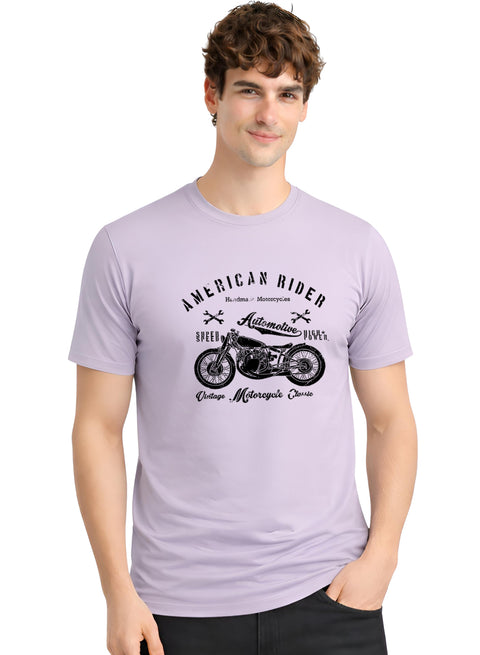 Adro Mens American Rider Printed T-Shirt | 100% Cotton T shirt for Bikers | Stylish Casual Tee Summer Regular Fit Biker Tshirt