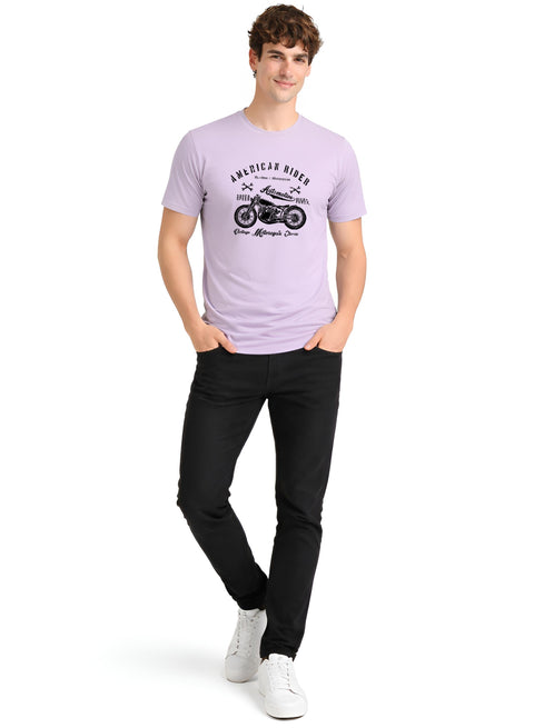 Adro Mens American Rider Printed T-Shirt | 100% Cotton T shirt for Bikers | Stylish Casual Tee Summer Regular Fit Biker Tshirt