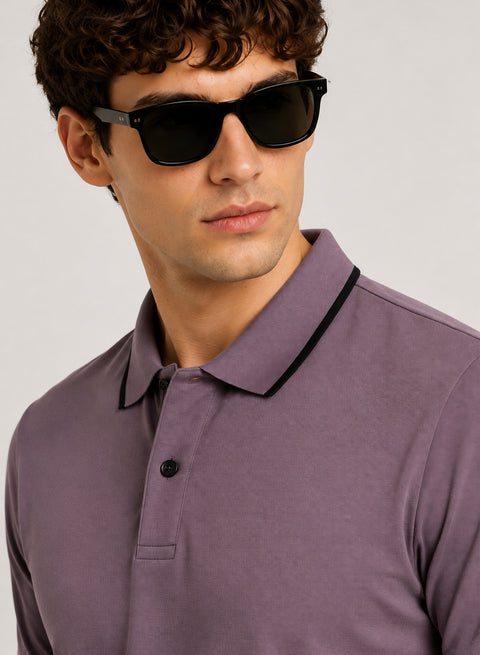 ADRO Mens Polo TShirt | Airtex Cotton Matty Fabric | Regular Fit | Breathable, Durable & Premium Casual Polo T-Shirt for Men | Black Plum