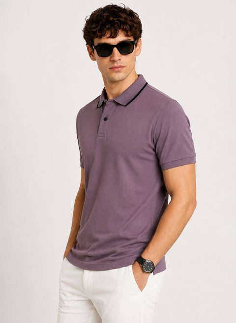 ADRO Mens Polo TShirt | Airtex Cotton Matty Fabric | Regular Fit | Breathable, Durable & Premium Casual Polo T-Shirt for Men | Black Plum