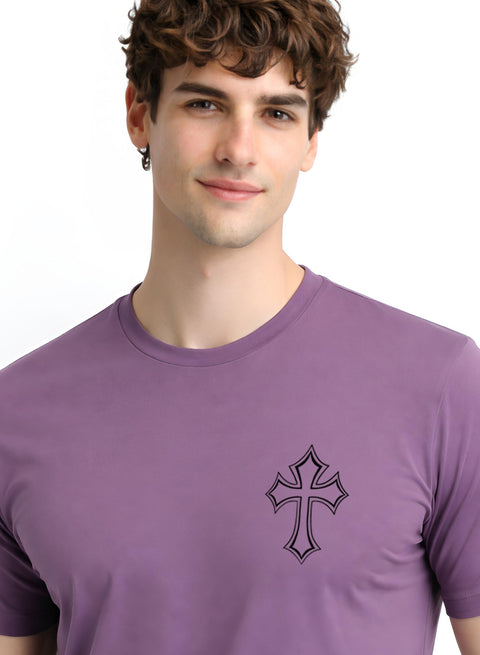 Adro Mens Cross Printed T-Shirt | Minimal Chest Graphic Cotton Casual Tshirt | Trendy Stylish Comfortable Regular Fit T shirt for Men