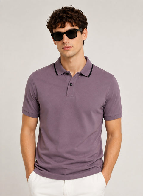 ADRO Mens Polo TShirt | Airtex Cotton Matty Fabric | Regular Fit | Breathable, Durable & Premium Casual Polo T-Shirt for Men | Black Plum