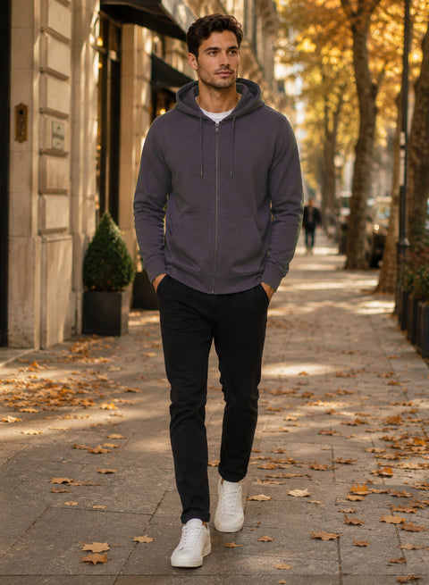 ADRO Zipper Hoodie for Men | 300 GSM Cotton Hoodies | Regular Fit Jacket for Men with Pockets | Sweatshirts with Zipper for Men | Lilac Mist