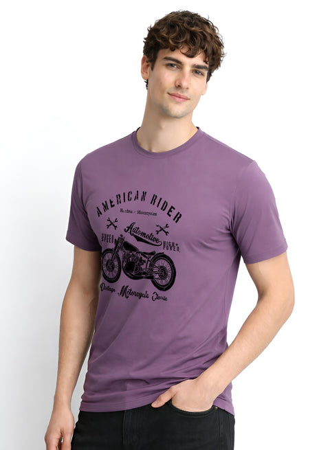Adro Mens American Rider Printed T-Shirt | 100% Cotton T shirt for Bikers | Stylish Casual Tee Summer Regular Fit Biker Tshirt