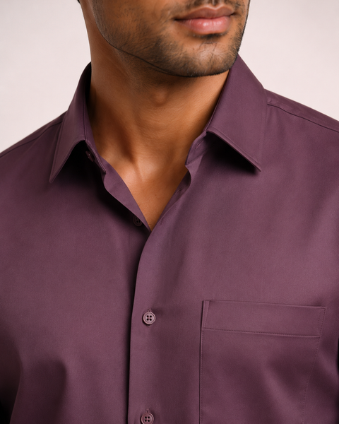 ADRO Premium Cotton Satin Shirt for Men | Casual Fit Solid Full Sleeve Shirt in Dusty Mauve