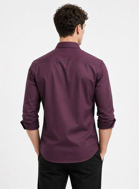 ADRO Premium Cotton Satin Shirt for Men | Casual Fit Solid Full Sleeve Shirt in Dusty Mauve
