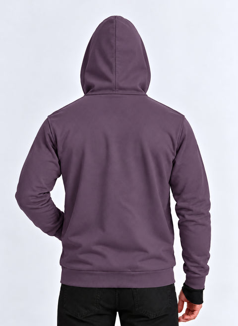 Adro Travel Hoodie for Men | Mens Multi Utility Zipper Hoodies| 320 GSM Soft Cotton |Men's Winter Sweatshirt | Waterproof Pockets Zip-Up Jacket with Hood Eye Shade | Lilac