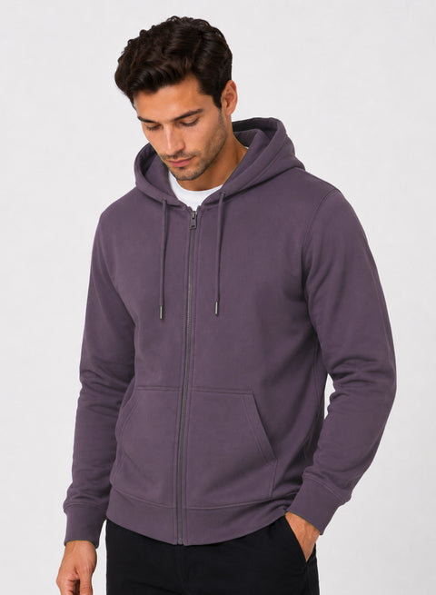 ADRO Zipper Hoodie for Men | 300 GSM Cotton Hoodies | Regular Fit Jacket for Men with Pockets | Sweatshirts with Zipper for Men | Lilac Mist