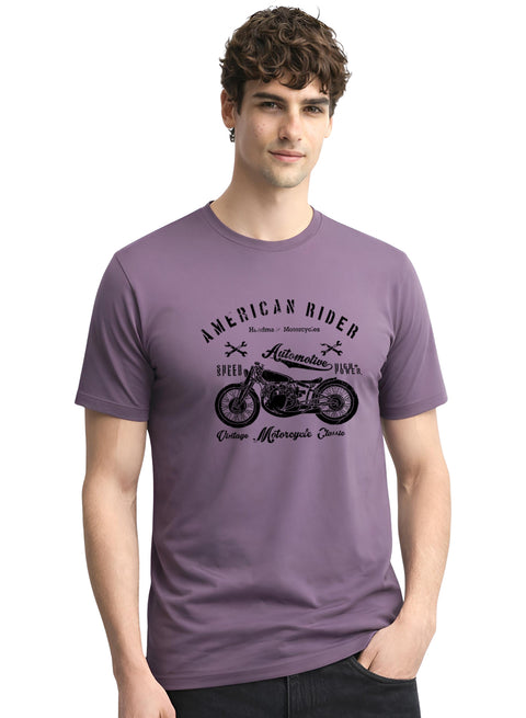 Adro Mens American Rider Printed T-Shirt | 100% Cotton T shirt for Bikers | Stylish Casual Tee Summer Regular Fit Biker Tshirt