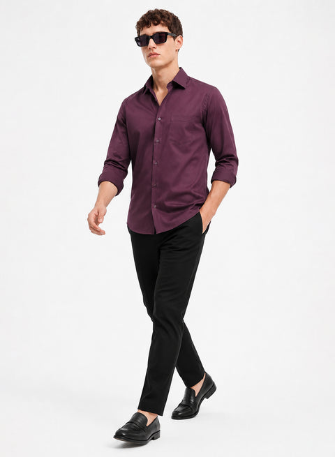 ADRO Premium Cotton Satin Shirt for Men | Casual Fit Solid Full Sleeve Shirt in Dusty Mauve