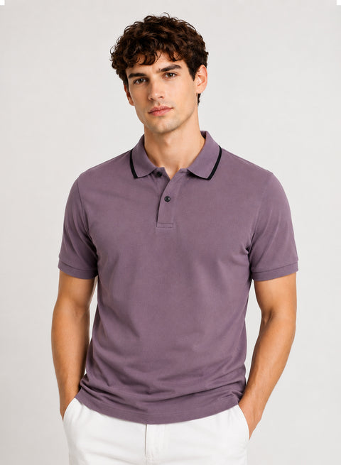 ADRO Mens Polo TShirt | Airtex Cotton Matty Fabric | Regular Fit | Breathable, Durable & Premium Casual Polo T-Shirt for Men | Black Plum