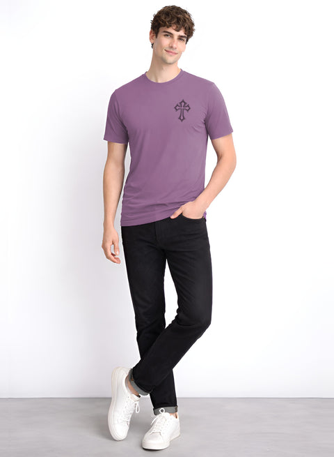 Adro Mens Cross Printed T-Shirt | Minimal Chest Graphic Cotton Casual Tshirt | Trendy Stylish Comfortable Regular Fit T shirt for Men
