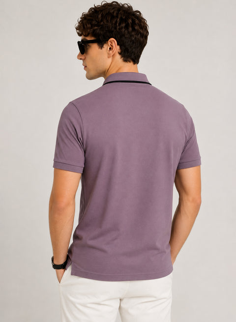 ADRO Mens Polo TShirt | Airtex Cotton Matty Fabric | Regular Fit | Breathable, Durable & Premium Casual Polo T-Shirt for Men | Black Plum