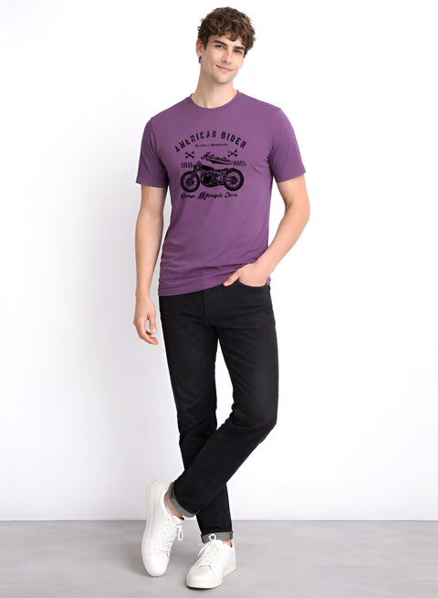 Adro Mens American Rider Printed T-Shirt | 100% Cotton T shirt for Bikers | Stylish Casual Tee Summer Regular Fit Biker Tshirt