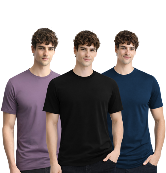 Men’s Cotton T-Shirt Combo Pack of 3 | Regular Fit | ADRO Basics