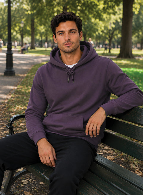ADRO Hoodie for men | 300 GSM Cotton Fleece Warm & Soft Fabric | Mens Hoodies | Casual Sweatshirt for Winter, Travel & Collage | Regular Fit Hooded Pullover | Lilac Mist