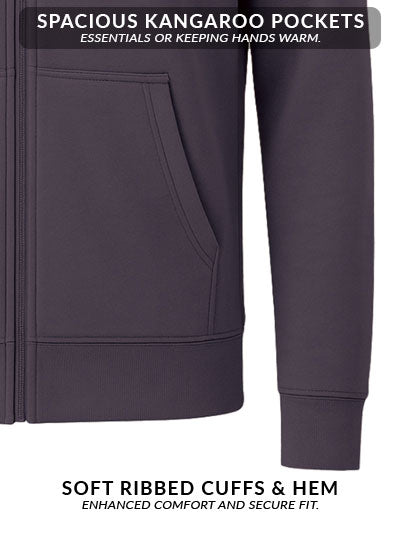 Adro Men’s Regular Fit Zip-Up Hoodie for man | 320 GSM Cotton Poly Fleece Zipper Sweatshirt with Soft Fabric & Printed Hoodies