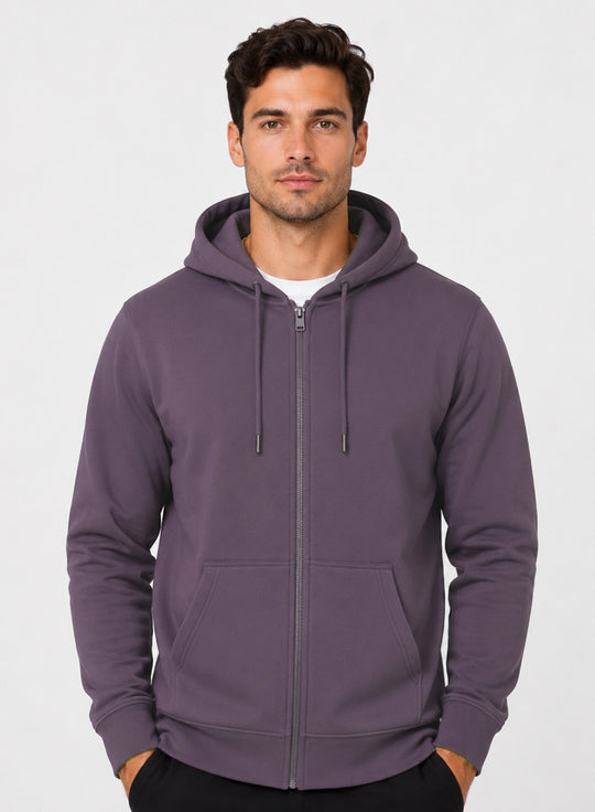 ADRO Zipper Hoodie for Men | 300 GSM Cotton Hoodies | Regular Fit Jacket for Men with Pockets | Sweatshirts with Zipper for Men | Lilac Mist