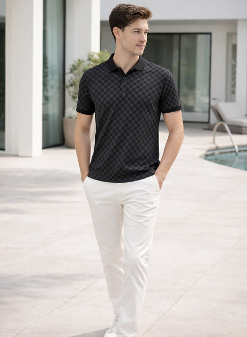 Adro Polo T-Shirt for Men | Allover Printed Polo T Shirt | Cotton Polo Tshirt