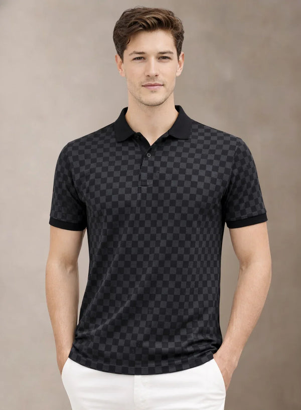 Adro Polo T-Shirt for Men  | Allover Printed Polo T Shirt | Cotton Polo Tshirt