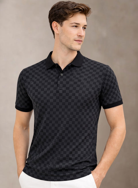 Adro Polo T-Shirt for Men | Allover Printed Polo T Shirt | Cotton Polo Tshirt