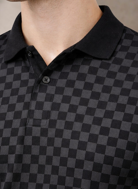 Adro Polo T-Shirt for Men | Allover Printed Polo T Shirt | Cotton Polo Tshirt