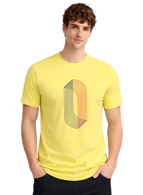 ADRO Printed T-Shirt for Men | Mens Cotton Printed Tshirt | Regular Fit Casual Stylish T-Shirts | Premium Summer Tshirts Light Yellow