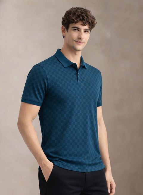 Adro Polo T-Shirt for Men | Allover Printed Polo T Shirt | Cotton Polo Tshirt