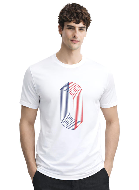 ADRO Printed T-Shirt for Men | Mens Cotton Printed Tshirt | Regular Fit Casual Stylish T-Shirts | Premium Summer Tshirts White