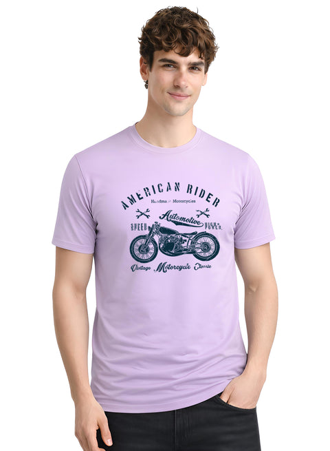 Adro Mens American Rider Printed T-Shirt | 100% Cotton T shirt for Bikers | Stylish Casual Tee Summer Regular Fit Biker Tshirt