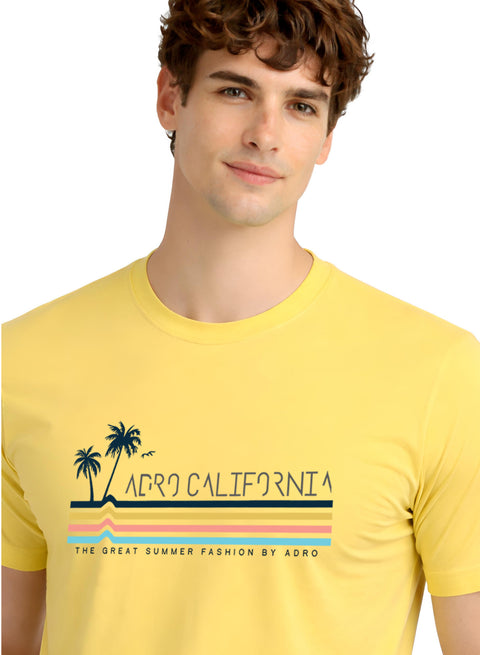 Adro Mens California Graphic T-Shirt | Retro Stripe Print Cotton Summer Tshirt | Stylish Beach T shirt | Comfortable Graphic Tee