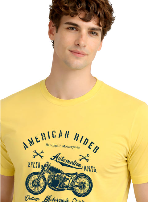 Adro Mens American Rider Printed T-Shirt | 100% Cotton T shirt for Bikers | Stylish Casual Tee Summer Regular Fit Biker Tshirt
