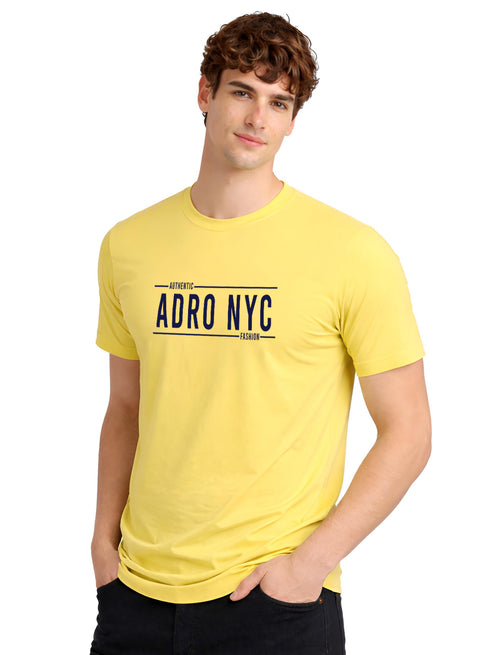 Adro Mens Branded Logo Printed T-Shirt | Typography Print 100% Cotton T shirt | Stylish Tee Summer Regular Fit Graphic Tshirt