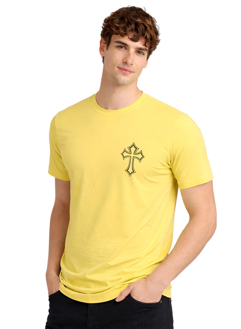 Adro Mens Cross Printed T-Shirt | Minimal Chest Graphic Cotton Casual Tshirt | Trendy Stylish Comfortable Regular Fit T shirt for Men