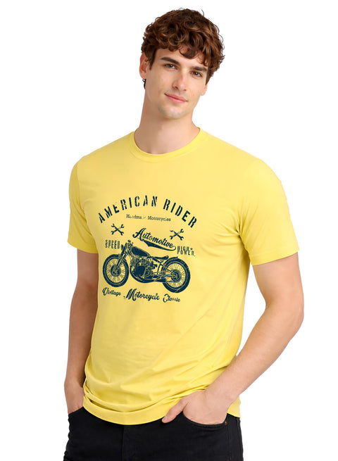Adro Mens American Rider Printed T-Shirt | 100% Cotton T shirt for Bikers | Stylish Casual Tee Summer Regular Fit Biker Tshirt