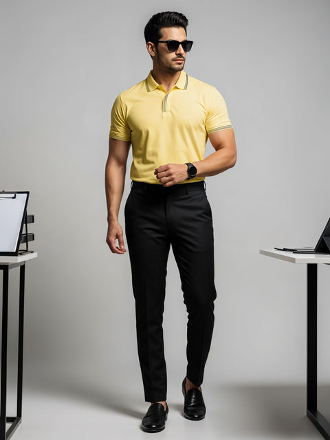 Adro Polo T Shirt for Men | Black Polo T-shirt | 100% Cotton Polo Tshirt | Regular Fit Polo| Available in Plus Size Polo