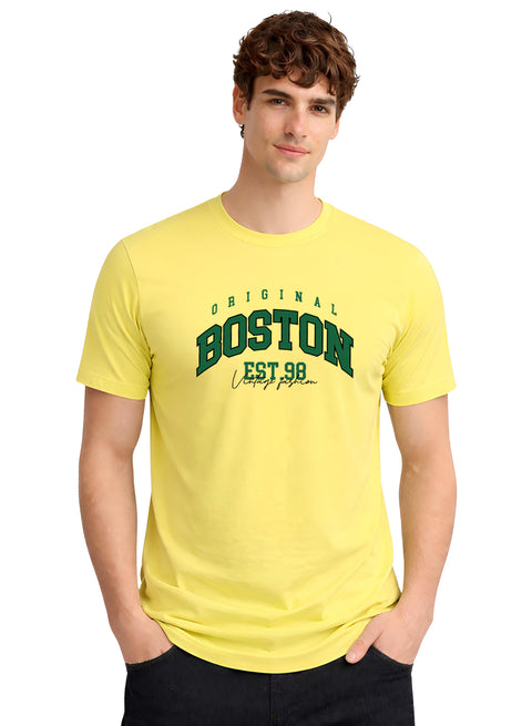 Adro Mens Boston City Printed Tshirt | Athletic Stylish Summer College Cotton T-shirt | Sporty Comfortable T shirts | Regular Fit