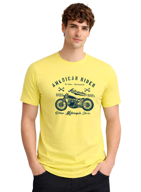 Adro Mens American Rider Printed T-Shirt | 100% Cotton T shirt for Bikers | Stylish Casual Tee Summer Regular Fit Biker Tshirt