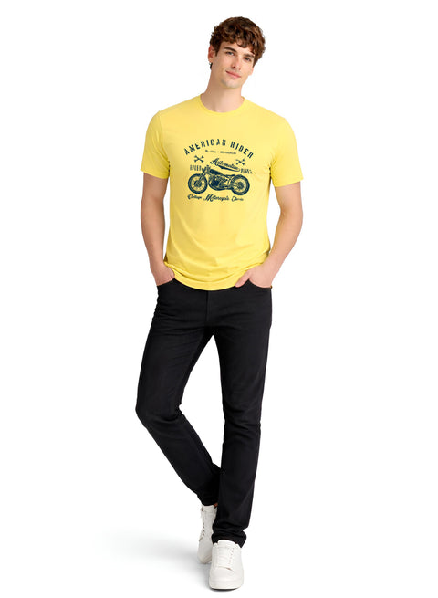 Adro Mens American Rider Printed T-Shirt | 100% Cotton T shirt for Bikers | Stylish Casual Tee Summer Regular Fit Biker Tshirt