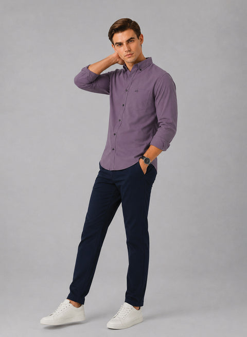 ADRO Men's Premium Oxford Cotton Shirt | Full Sleeve Casual Shirt | Regular Fit | Lilac
