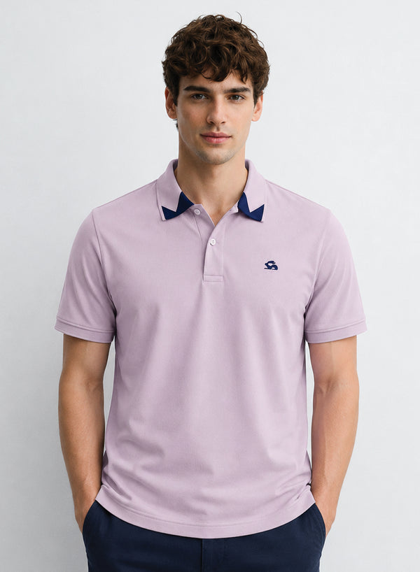 Adro Lavender Polo Tshirt for Men  |  100% Cotton Polo T shirt  |  Regular Fit Half Sleeve Mens Polo Neck T-Shirt