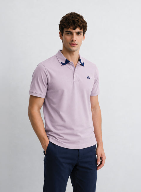 Adro Lavender Polo Tshirt for Men  |  100% Cotton Polo T shirt  |  Regular Fit Half Sleeve Mens Polo Neck T-Shirt