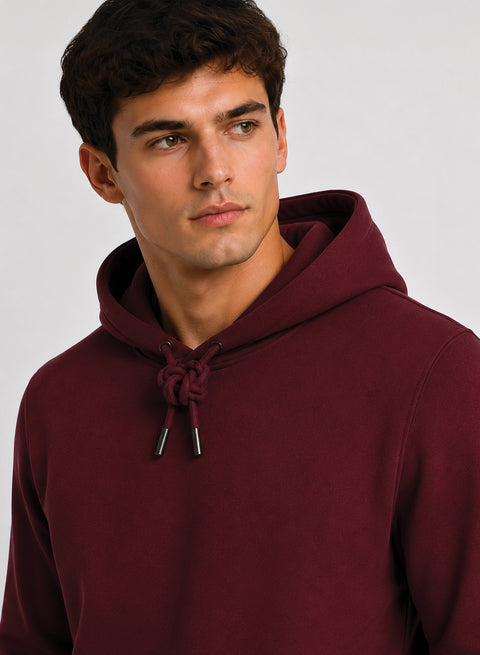 ADRO Hoodie for men | 300 GSM Cotton Fleece Warm & Soft Fabric | Mens Hoodies | Casual Sweatshirt for Winter, Travel & Collage | Regular Fit Hooded Pullover | Burgundy Maroon