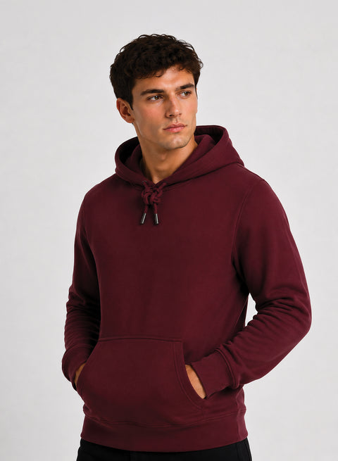 ADRO Hoodie for men | 300 GSM Cotton Fleece Warm & Soft Fabric | Mens Hoodies | Casual Sweatshirt for Winter, Travel & Collage | Regular Fit Hooded Pullover | Burgundy Maroon