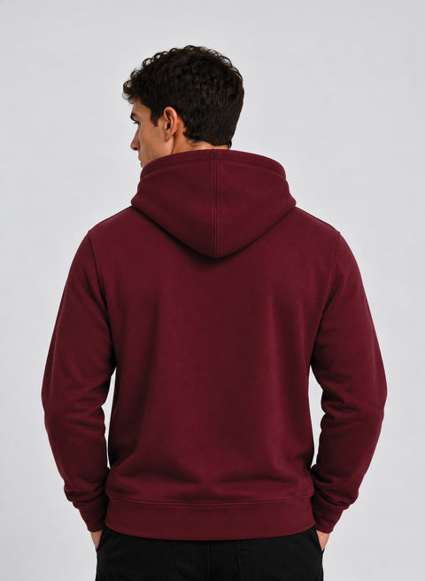 ADRO Hoodie for men | 300 GSM Cotton Fleece Warm & Soft Fabric | Mens Hoodies | Casual Sweatshirt for Winter, Travel & Collage | Regular Fit Hooded Pullover | Burgundy Maroon