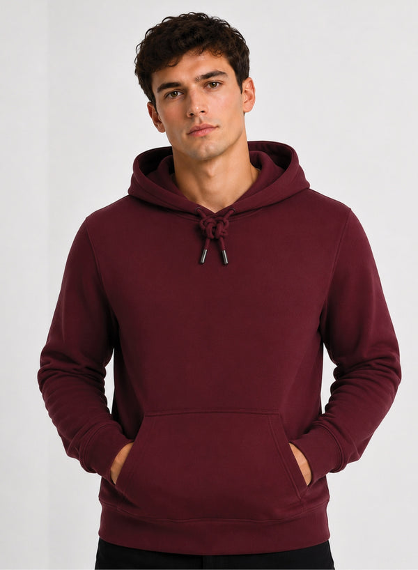ADRO Hoodie for men | 300 GSM Cotton Fleece Warm & Soft Fabric | Mens Hoodies | Casual Sweatshirt for Winter, Travel & Collage | Regular Fit Hooded Pullover | Burgundy Maroon