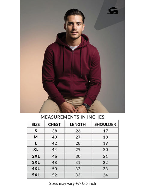 Adro Men’s Regular Fit Zip-Up Hoodie for man | 320 GSM Cotton Poly Fleece Zipper Sweatshirt with Soft Fabric & Printed Hoodies