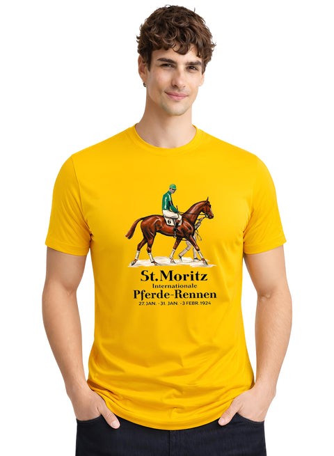 ADRO Mens Vintage Printed T-Shirt | Cotton Printed Tshirt for men | Regular Fit Casual T-Shirts | Premium Summer Tshirts Mustard