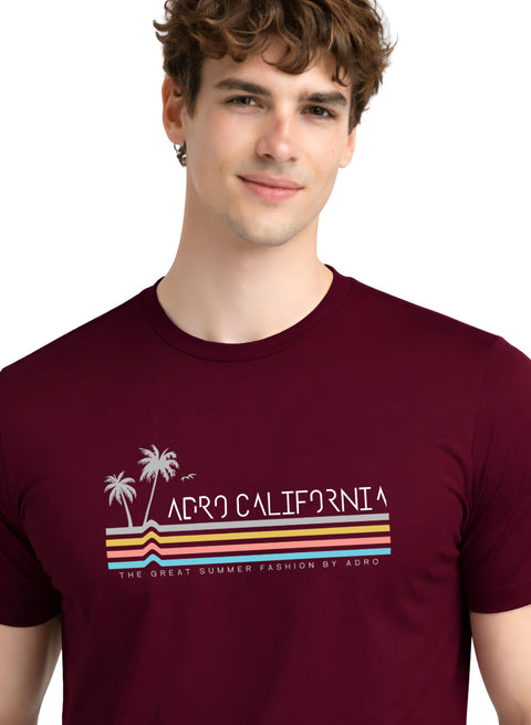 Adro Mens California Graphic T-Shirt | Retro Stripe Print Cotton Summer Tshirt | Stylish Beach T shirt | Comfortable Graphic Tee